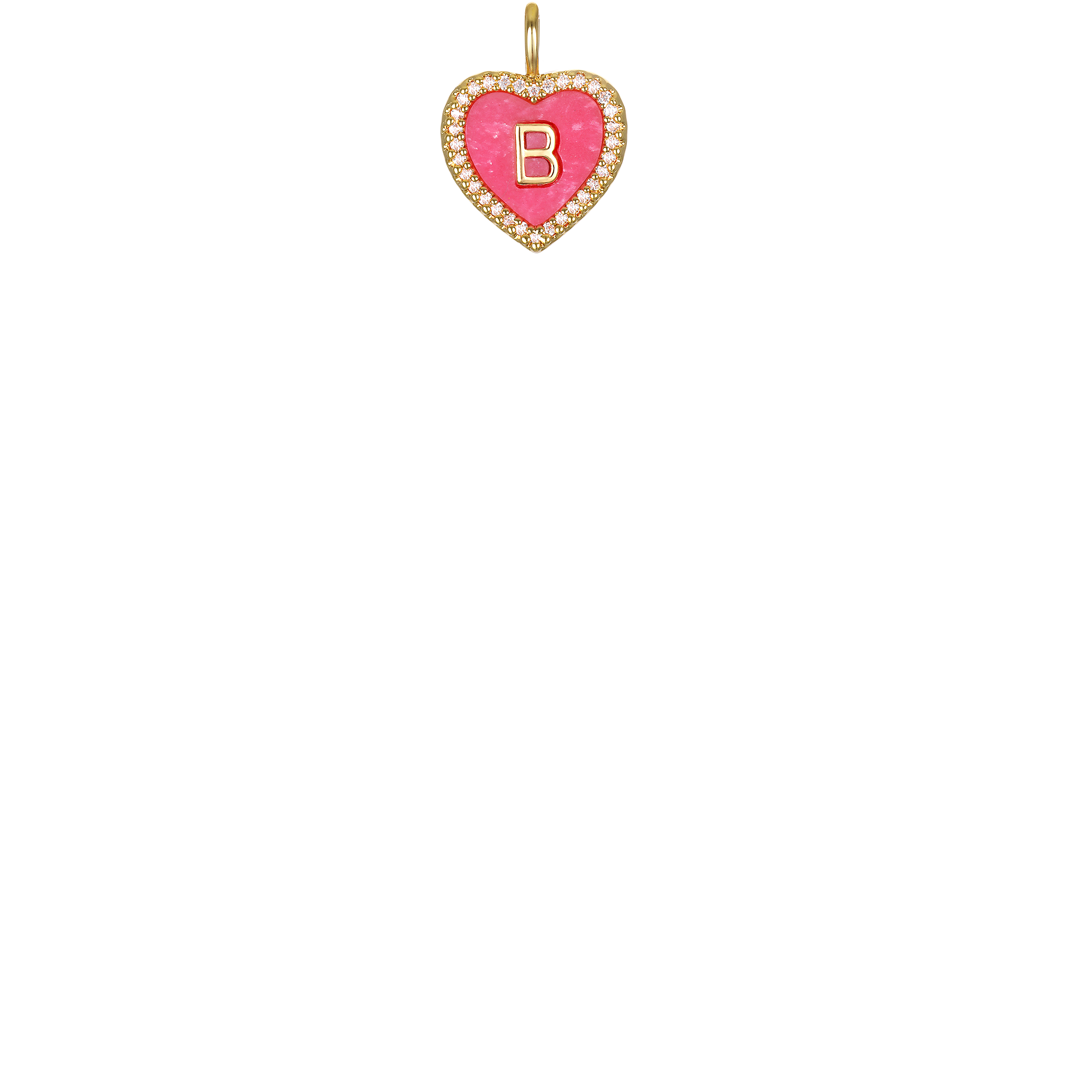 "B" Pink Heart Initial Charm