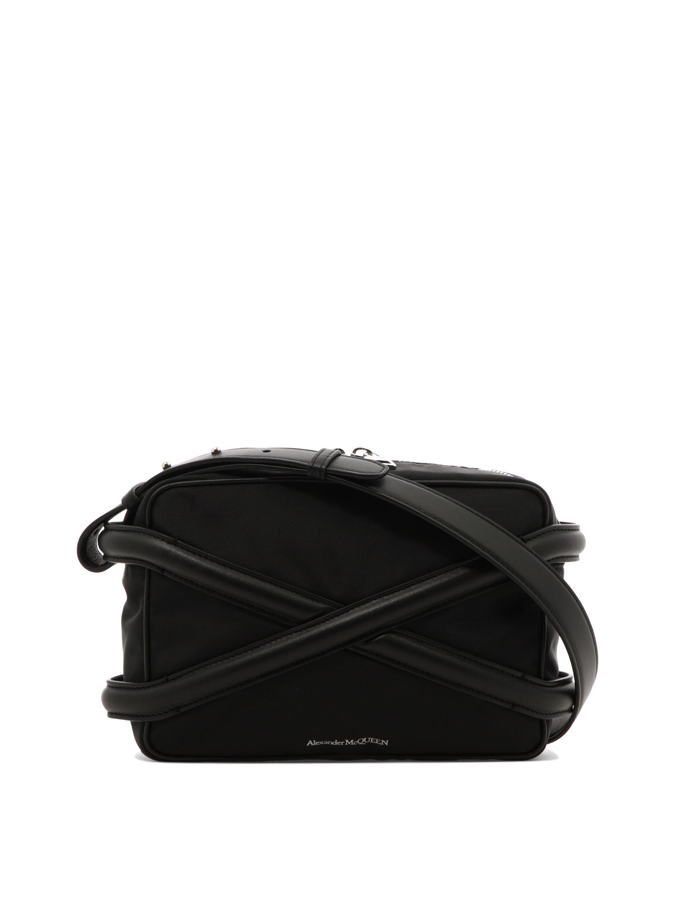 Alexander Mcqueen-Harness Camera Borse A Tracolla Nero-Uomo